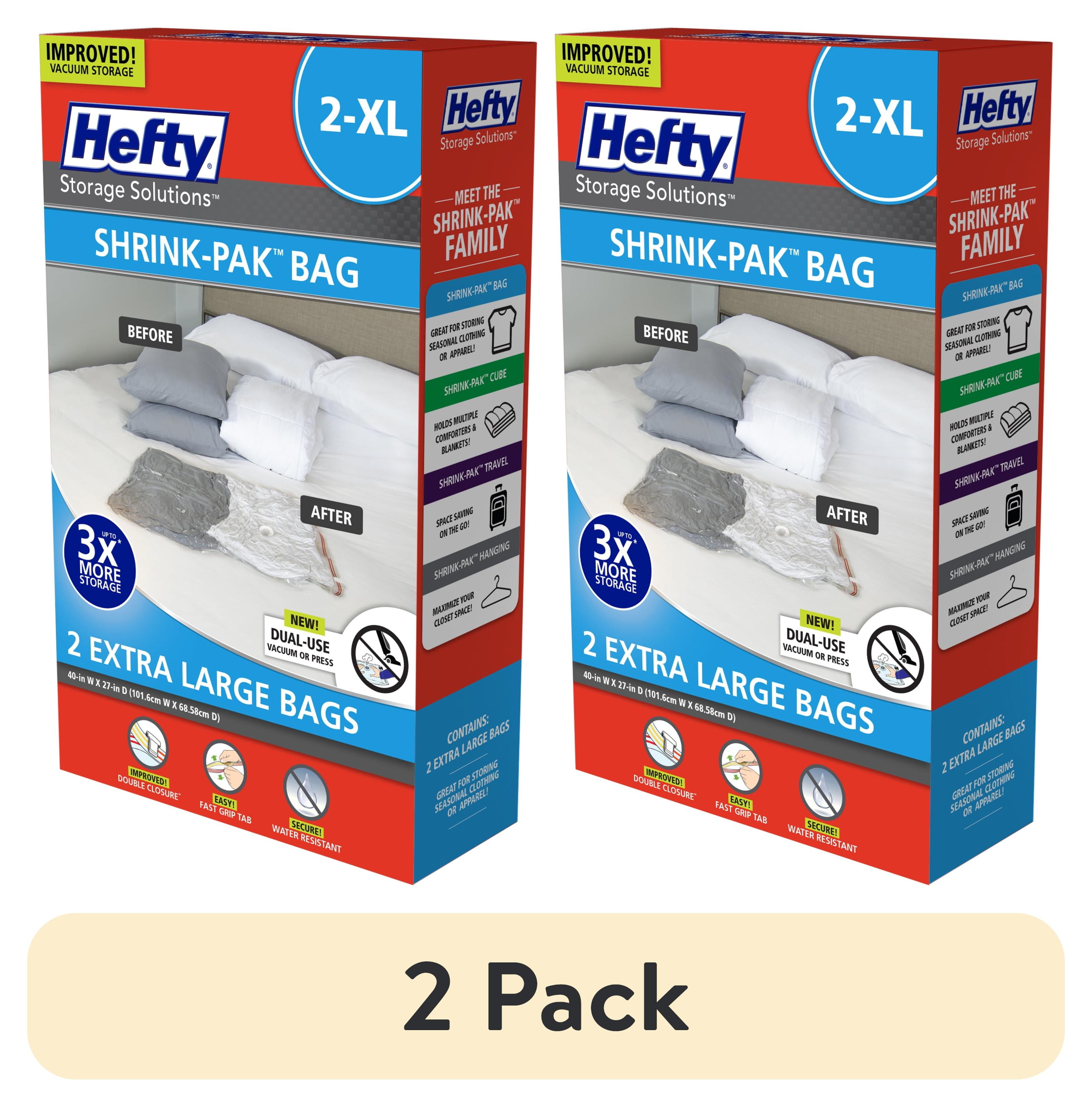 (2 pack) Hefty Shrink Pak 2 XL Vacuum Storage Bags