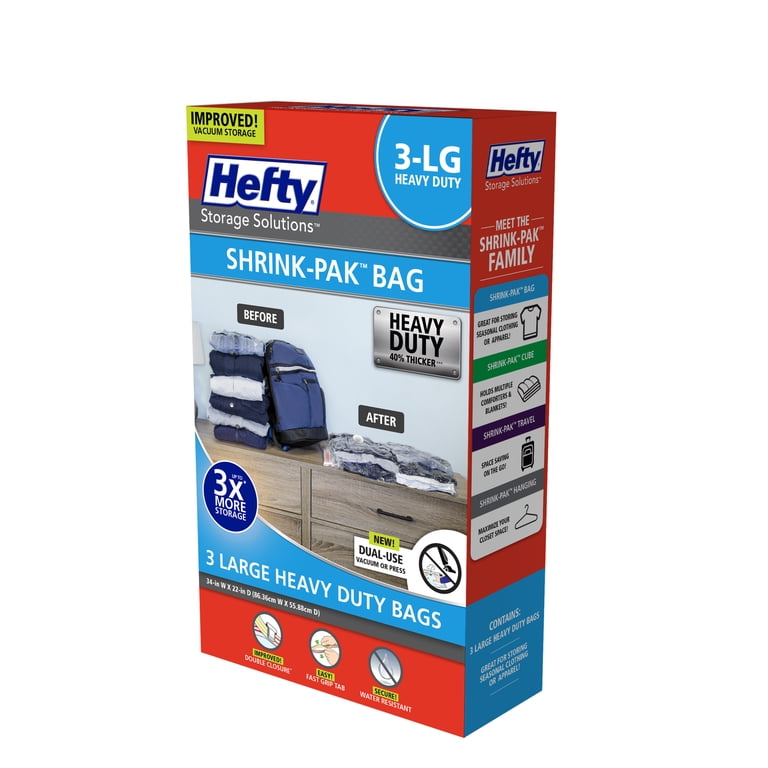 Hefty Shrink-Pak 3 Large Heavy Duty Vacuum Compression Bags