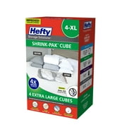 Hefty Shrink-Pak 4 Extra-Large Vacuum Compression Storage Cubes, Closet Organizer, Adults and Tweens