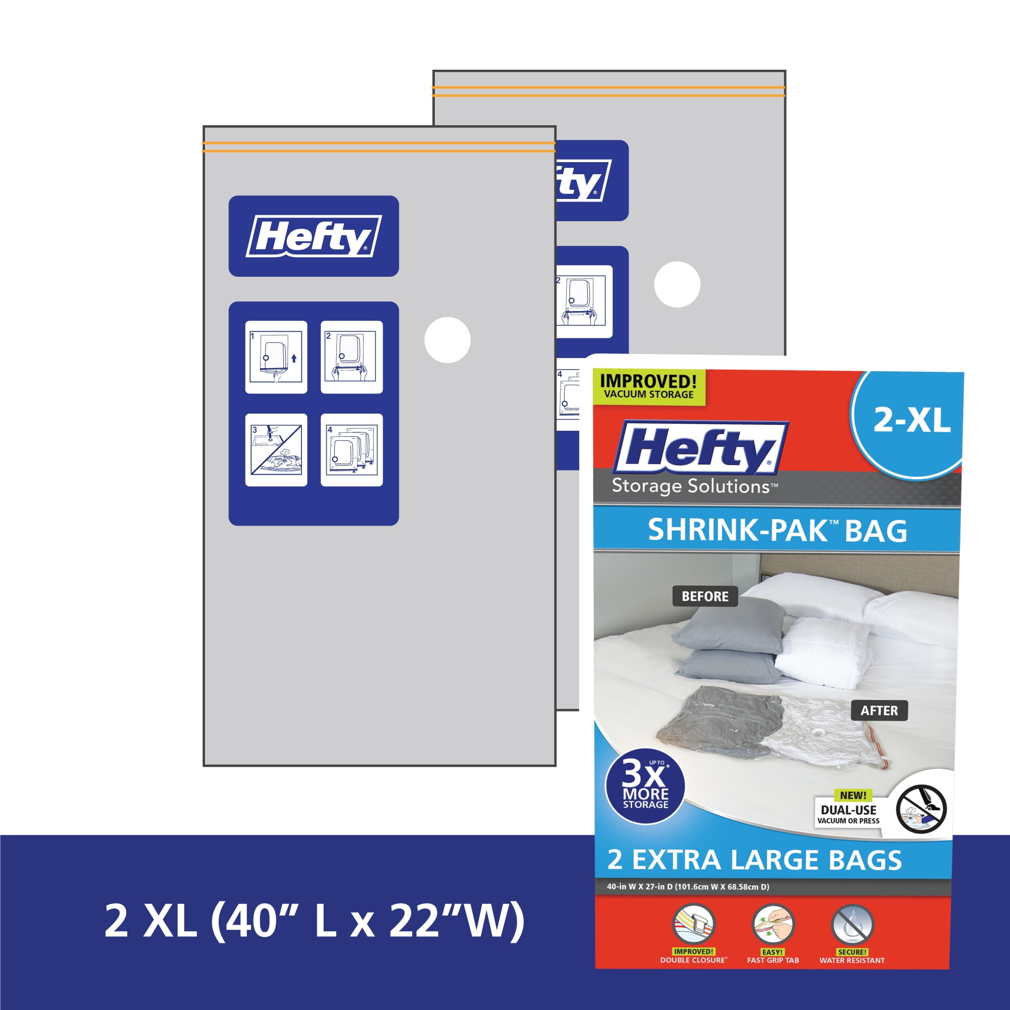 Hefty Brandclub Hefty Shrink Pak 2 XL Vacuum Storage Bags 2 Boxes 4 Bags