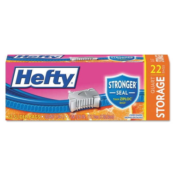 Hefty Slider Bags Quart Storage - 22 CT