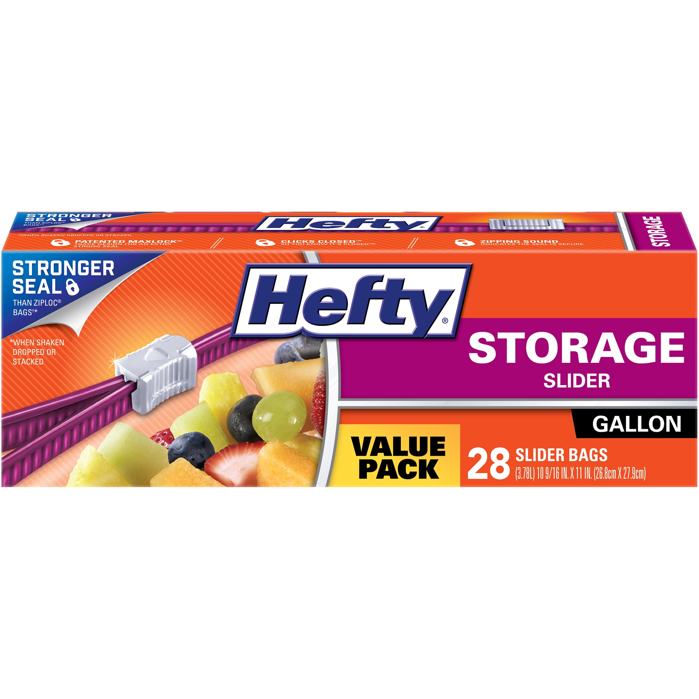 Hefty Slider Bags Storage 1 gal 1.5 mil Clear 30/Box R81430