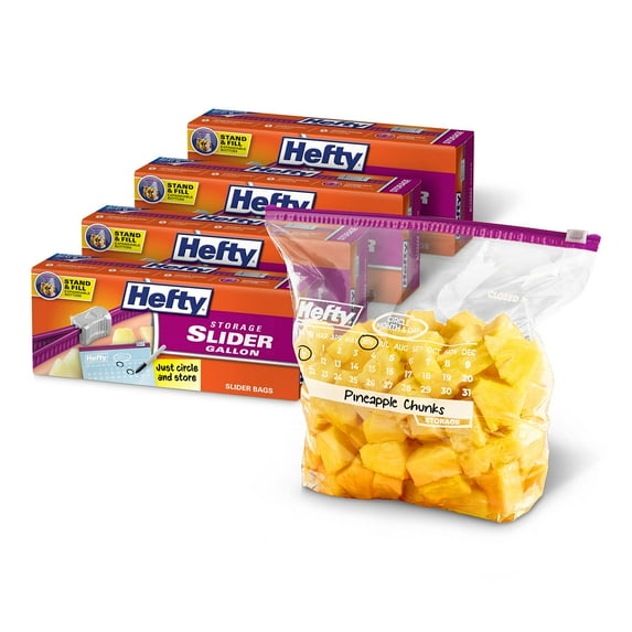 Hefty Slider Calendar Storage OKA4 Bags, Gallon Size, 30 Count (Pack of 4), 120 Total