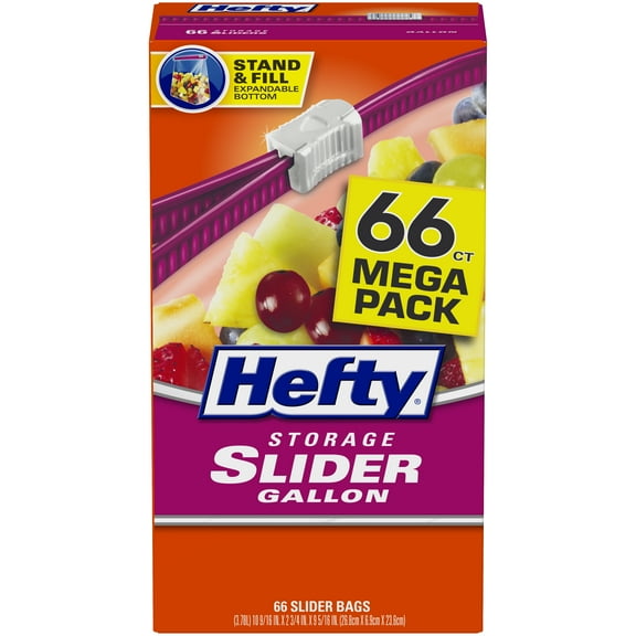 Hefty Slider Food Storage Bags, Gallon Size, 66 Count