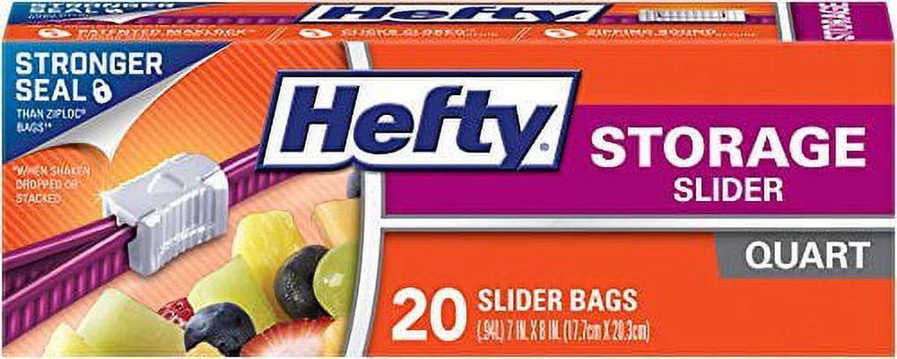 Hefty Slider Storage Bags, Quart Size, 20 Count (Pack of 9), 180