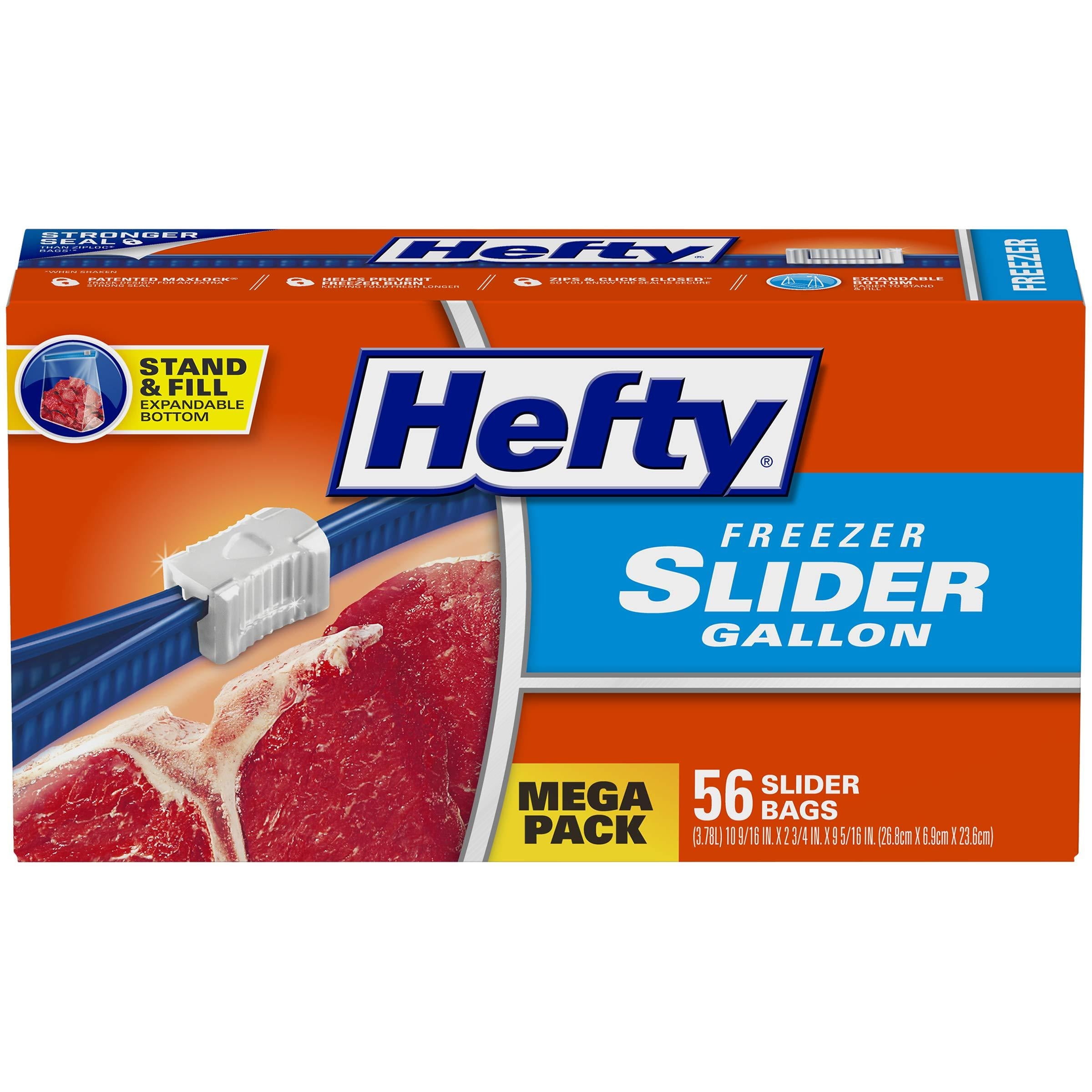 冷凍3L9 4L10 5L8 ADL50 Hefty Slider Freezer Bags, Gallon Size, 56 Count, Max Lock Seal