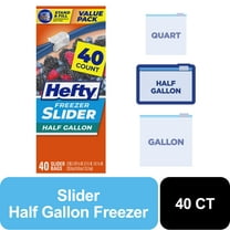 Hefty Slider Freezer Kitchen Storage Bags, Half gallon Size, 40 Count