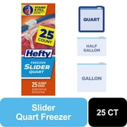 Hefty Slider Freezer Kitchen Storage Bags, Quart Size, 25 Count