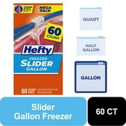 Hefty Slider Freezer Kitchen Storage Bags, gallon Size, 60 Count