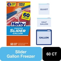 Hefty Slider Freezer Kitchen Storage Bags, gallon Size, 60 Count