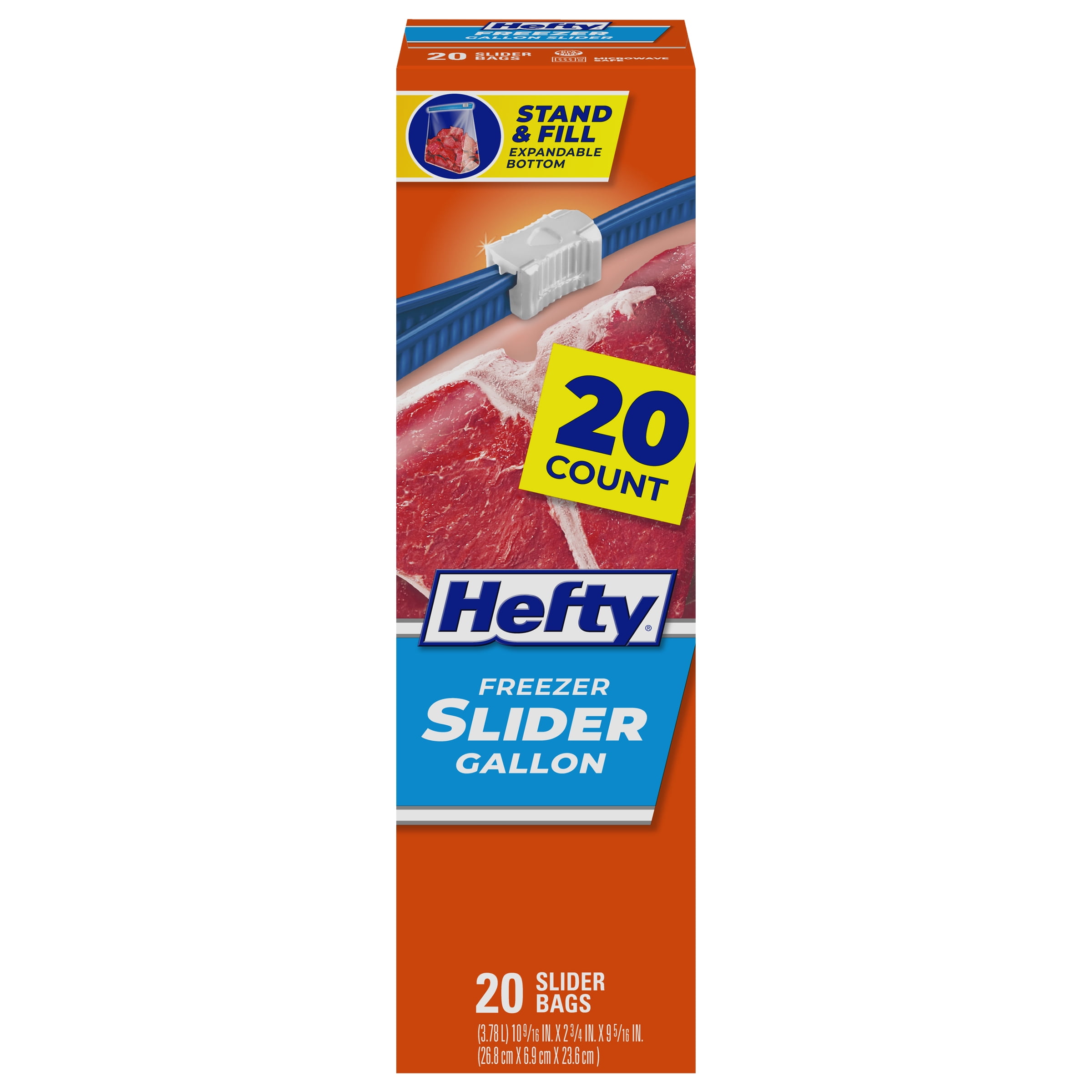 Hefty Slider Freezer Storage Bags, Gallon Size, 56 Count