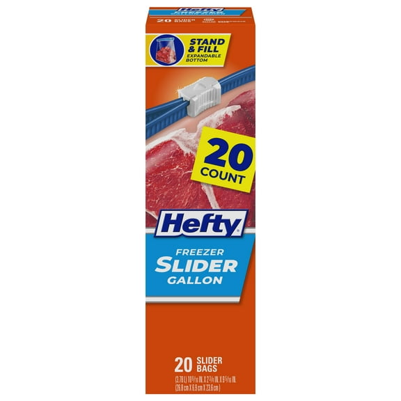 Hefty Slider Freezer Storage Bags, Gallon Size, 20 Count