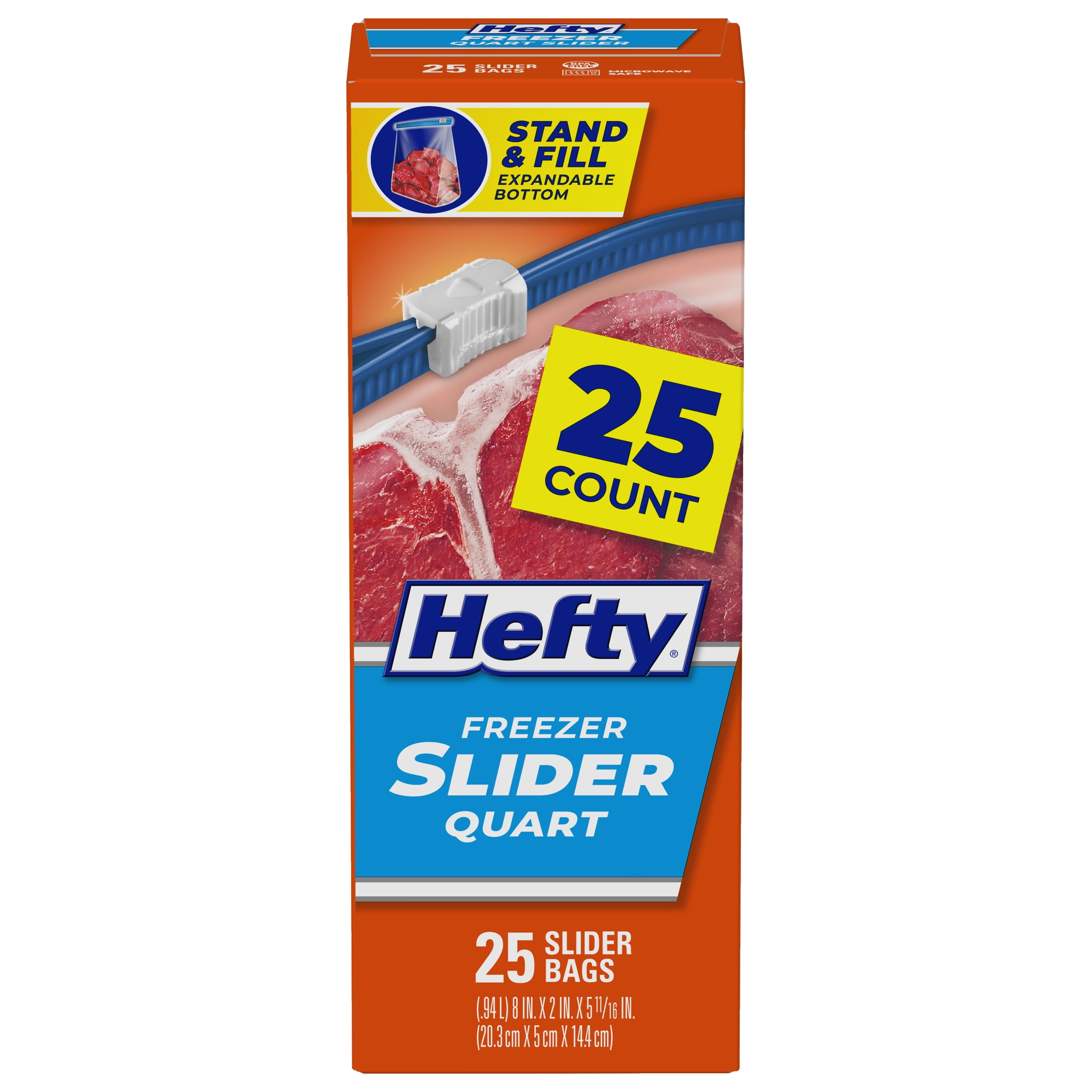 Hefty Slider Freezer Calendar Bags, Gallon Size, 100 Total Bags, 25 Count  (Pack of 4)