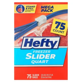 Hefty Slider Freezer Storage Bags, Quart Size, 75 Count