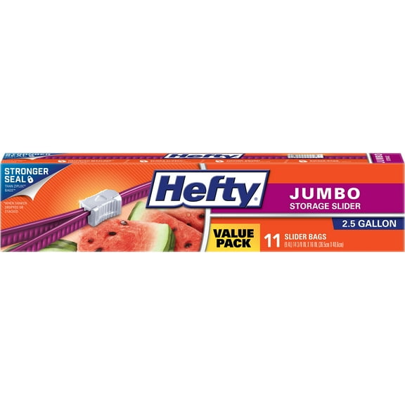 Hefty Slider Jumbo 2.5 Gallon Size Storage Bags