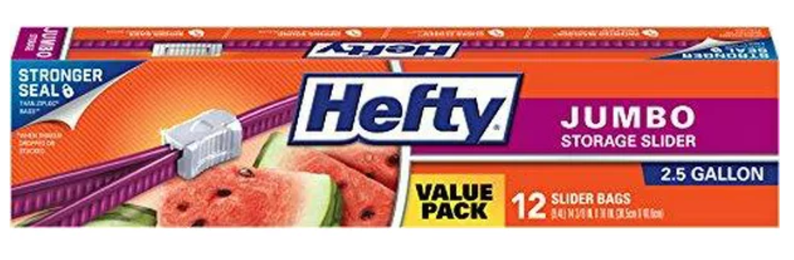 Hefty Slider Large Plastic Baggies 2.5 Gallon Jumbo Food Storage Bags