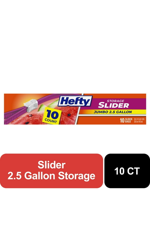 Slider Jumbo Storage Bags, 2.5 gallon Size, 10 Count