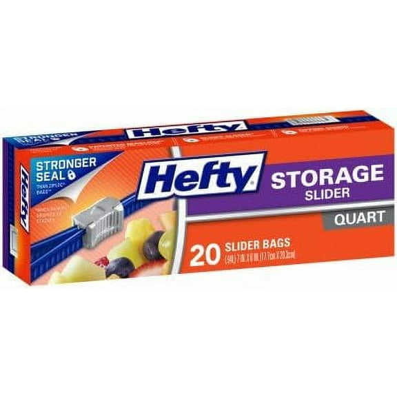 Hefty Slider Quart Size Storage Bags, 20 Ct, 2 Pack