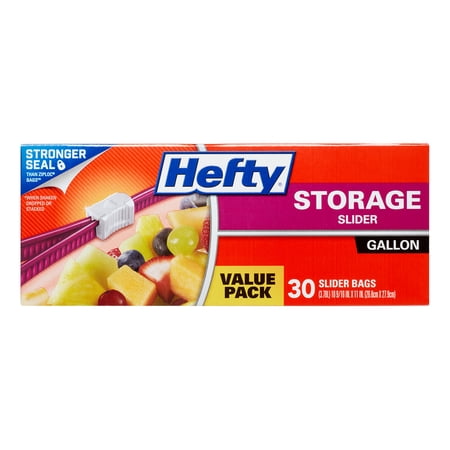 Hefty Slider Storage Bags, Gallon Size, 30 Count (Pack of 4), 120 Total