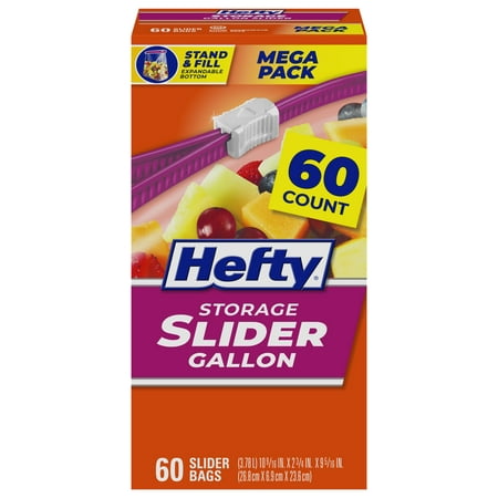 Hefty Slider Storage Bags, Gallon Size, 60 Count