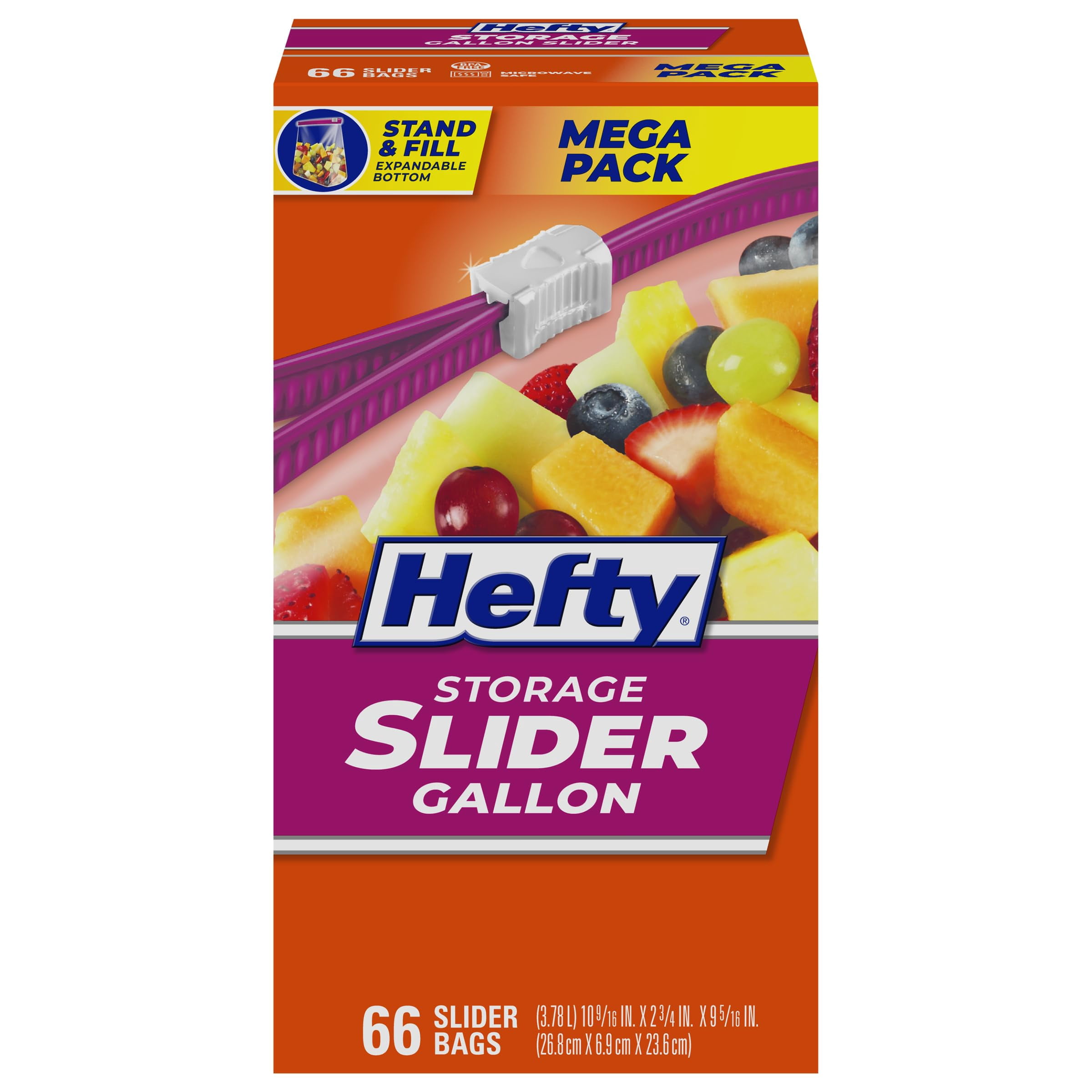 Hefty Slider Gallon Storage Bags 66 Count, Kitchen Food