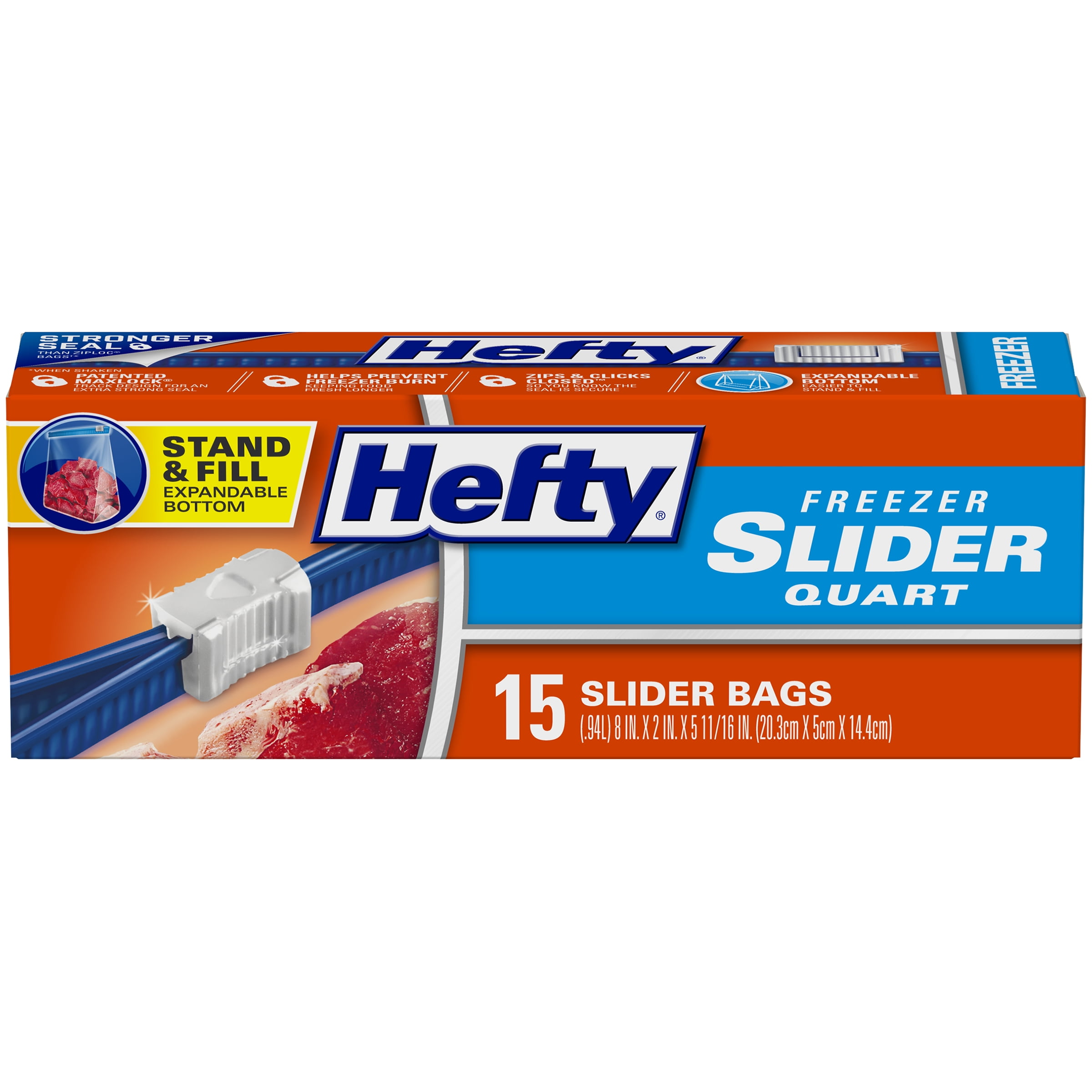Hefty Slider Freezer Storage Bags, Quart Size, 50 Count - DroneUp