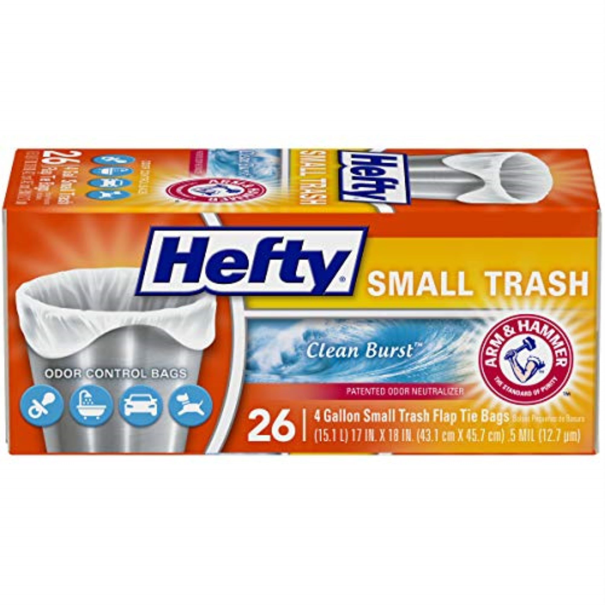 Hefty Small Clean Burst Scent Flap Tie Trash Bags