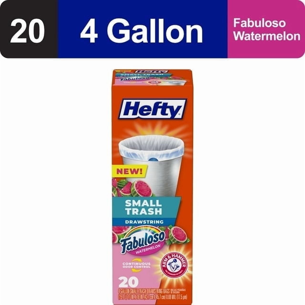 Hefty Small Trash Bags, Fabuloso Watermelon Scent, 4 gallon, 20 Count - pack of 4