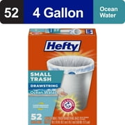 Hefty Small Trash Bags, Ocean Water Scent, 4 gallon, 52 Count