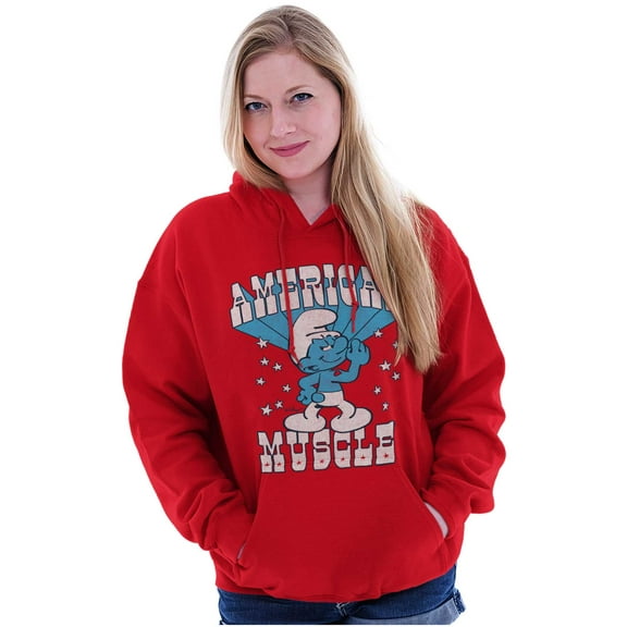 Hefty Smurf American Muscle USA Hoodie Sweatshirt Women Men Brisco Brands S