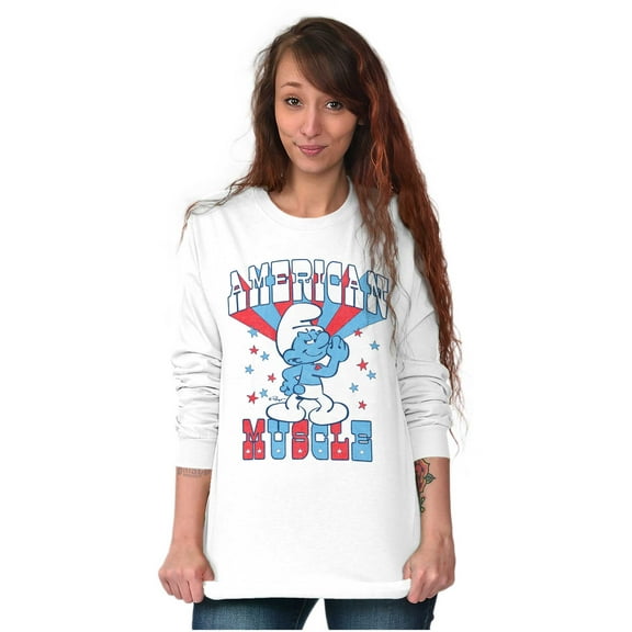 Hefty Smurf American Muscle USA Long Sleeve TShirt Men Women Brisco Brands S