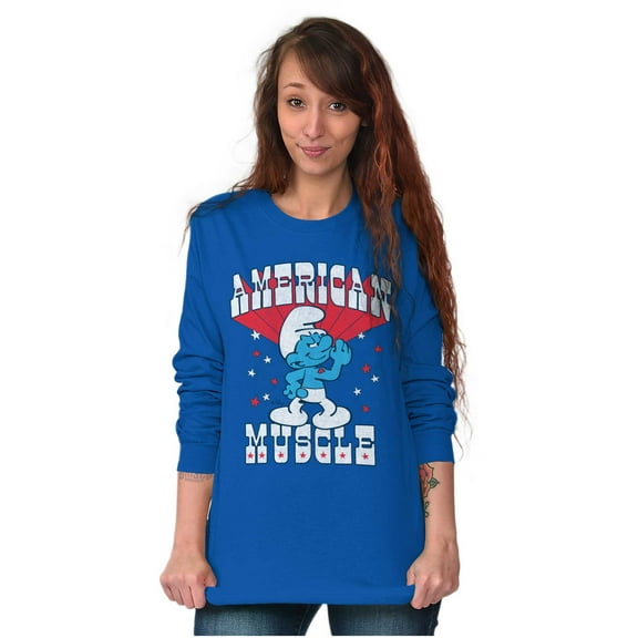Hefty Smurf American Muscle USA Long Sleeve TShirt Men Women Brisco Brands S