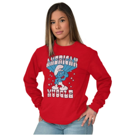 Hefty Smurf American Muscle USA Long Sleeve TShirt Men Women Brisco Brands S