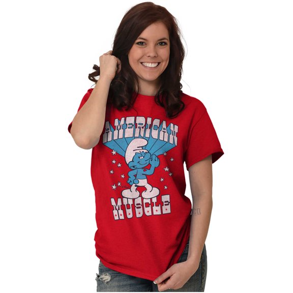 Hefty Smurf American Muscle USA Men's Graphic T Shirt Tees Brisco Brands L