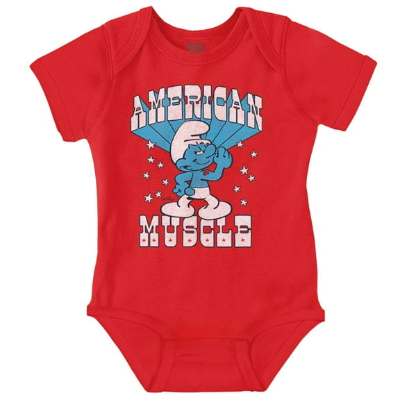 Hefty Smurf American Muscle USA Romper Boys or Girls Infant Baby Brisco Brands 24M