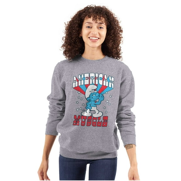 Hefty Smurf American Muscle USA Sweatshirt for Men or Women Brisco Brands L