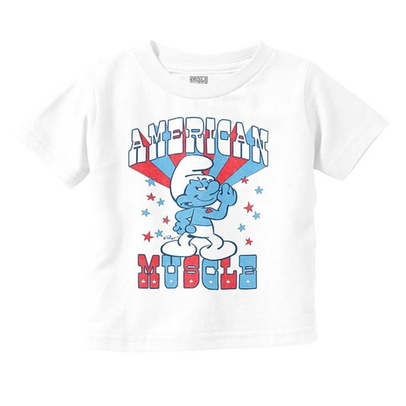 Hefty Smurf American Muscle USA Toddler Boy Girl T Shirt Infant Toddler Brisco Brands 12M