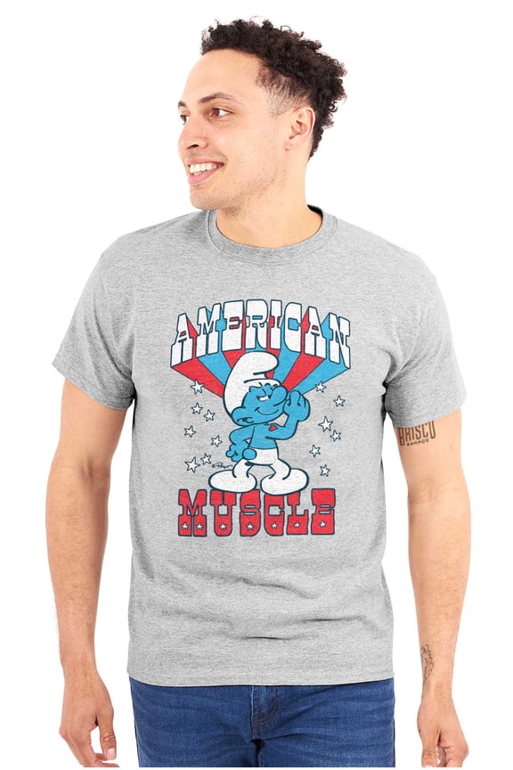 Hefty Smurf American Muscle USA Unisex Plus Size Graphic Tee Brisco Brands 2X