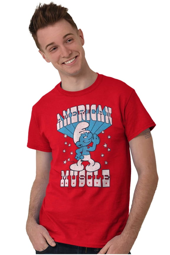 Hefty Smurf American Muscle USA Unisex Plus Size Graphic Tee Brisco Brands 3X