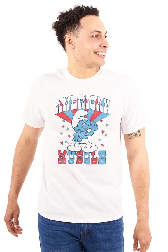 Hefty Smurf American Muscle USA Unisex Plus Size Graphic Tee Brisco Brands 3X