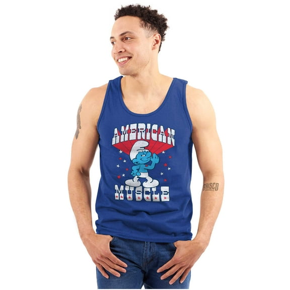 Hefty Smurf American Muscle USA Unisex Plus Size Tank Top Brisco Brands 2X