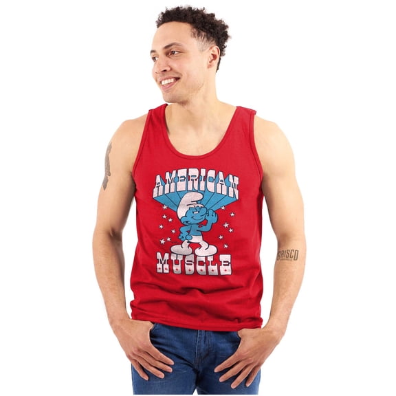 Hefty Smurf American Muscle USA Unisex Plus Size Tank Top Brisco Brands 2X