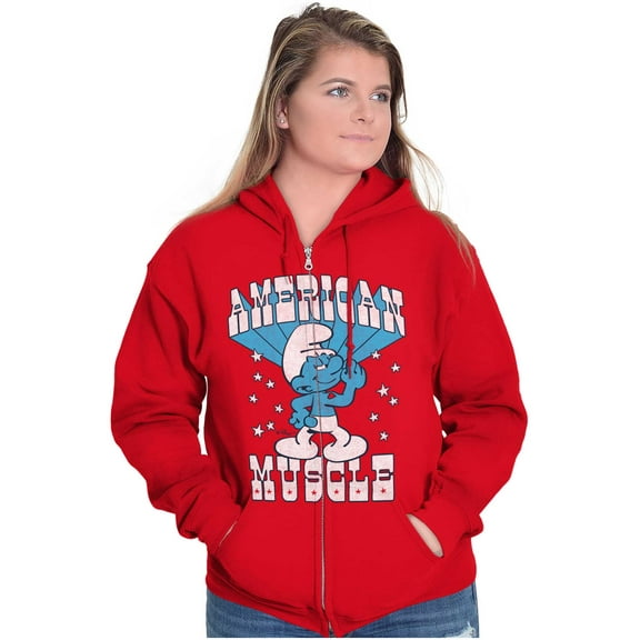 Hefty Smurf American Muscle USA Zip Up Hoodie Men's Women's Brisco Brands M