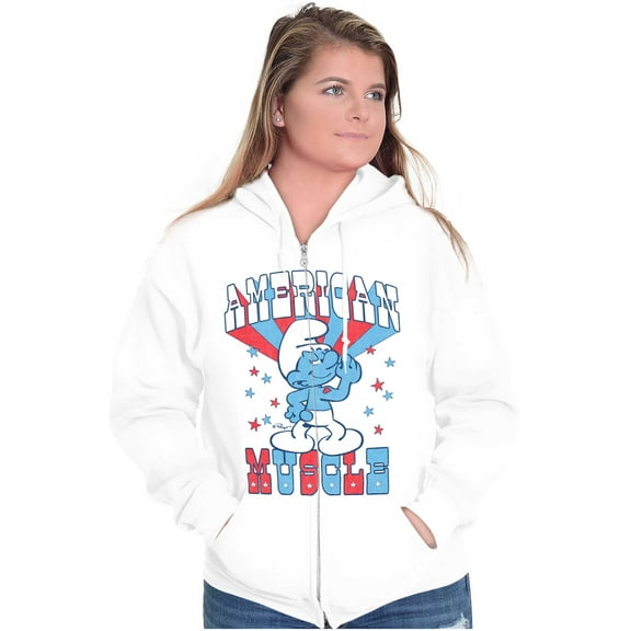 Hefty Smurf American Muscle USA Zip Up Hoodie Men's Women's Brisco Brands M