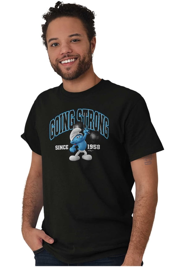 Hefty Smurf Going Strong Workout Gym Men's Graphic T Shirt Tees Brisco Brands S