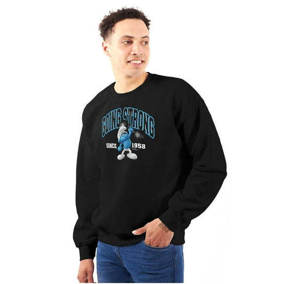 Hefty Smurf Going Strong Workout Gym Sweatshirt for Men or Women Brisco Brands S