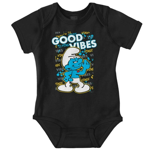 Hefty Smurf Good Vibes Graffiti Drip Romper Boys or Girls Infant Baby Brisco Brands 18M