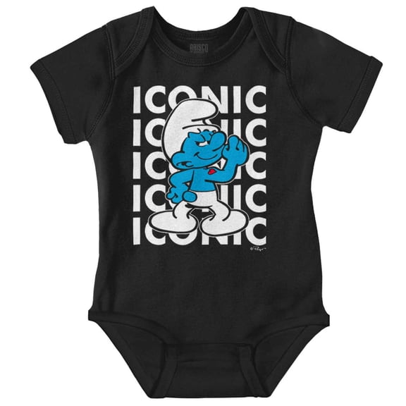 Hefty Smurf Iconic Retro Cartoon Romper Boys or Girls Infant Baby Brisco Brands 6M