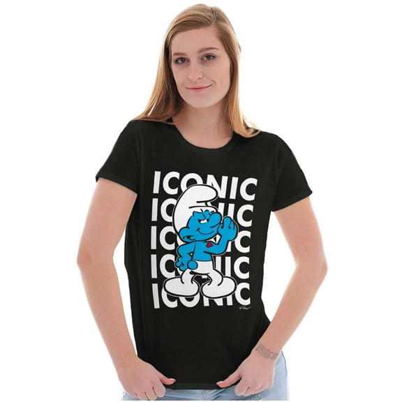 Hefty Smurf Iconic Retro Cartoon Women's T Shirt Ladies Tee Brisco Brands S