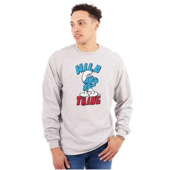 Hefty Smurf Tattooed Wild Thing Funny Unisex Plus Size Long Sleeve Shirt Brisco Brands 3X